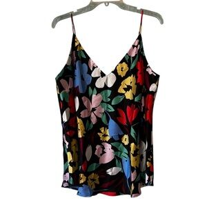 Floral Silky Tank Top Thin Straps Rifle Paper Style Sz 1X
